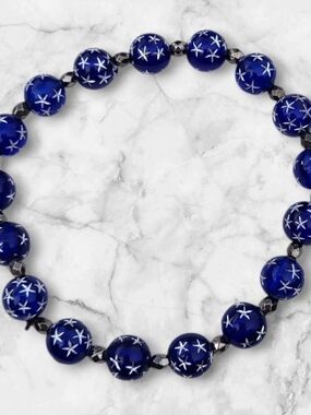 Handcrafted Navy Star Bead Stretch Bracelet - Women